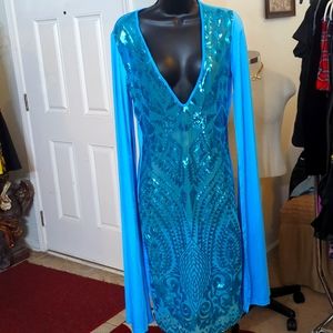 Turquoise sequin front dress